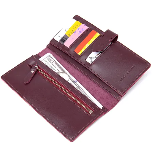 Женское кожаное портмоне Grande Pelle 9х18х1.5 см acs0018759 - фото 3