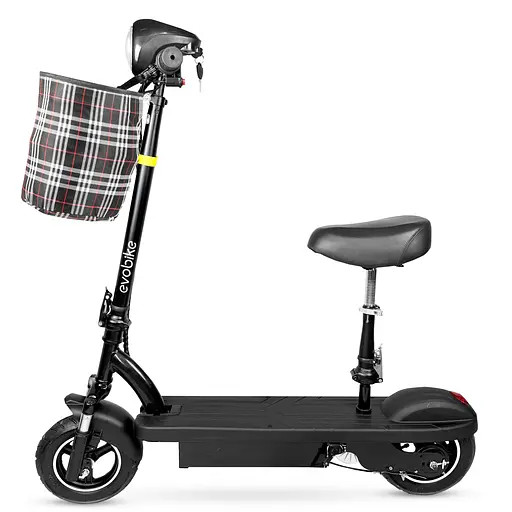 Электросамокат EVOBIKE Reno S10 400W 8Ah 10" черный с сиденьем и надувными колесами (модель 2025 года) - фото 6