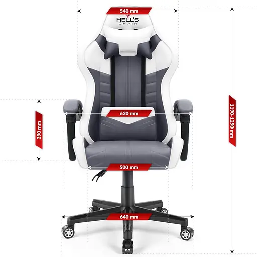 Компьютерное кресло Hell's Chair HC-1004 White-Grey (тканина) - фото 10