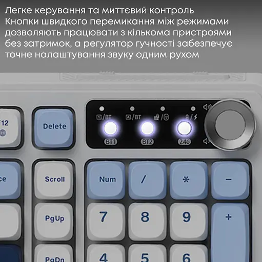 Клавіатура ігрова бездротова Ajazz AF-BGY-98 Plus White-Blue 2.4G/Bluetooth/USB - фото 10