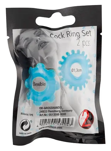 Набор эрекционных колец для пениса You2Toys Cock Ring Set 2 шт. голубой - фото 8