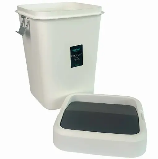 Мусорное ведро Motek на 18 л с поворотной крышкой 27.5х27.5х41 см Белый (COB-411)  - фото 3