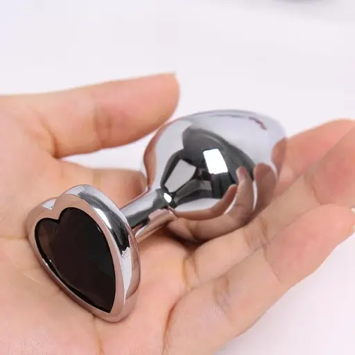 Металлическая анальная пробка I’MCUM Crystal Heart Размер L с черным кристаллом (IM-KGS005_L) - фото 8