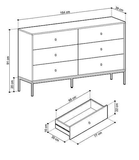 Комод Perfect Home Моно/Mono с 6 ящиками и золотыми ножками MKS154 Беж песочный (PFH-091209) - фото 2