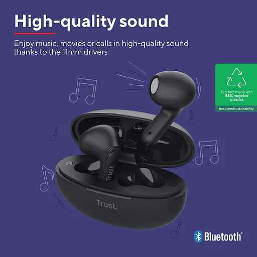 Навушники TWS Trust Yavi Earphones BT 5.3, ENC, SBC, Mic, Чорний - фото 8