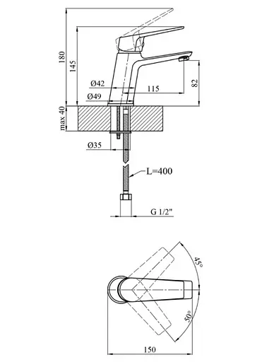 Змішувач для раковини Kroner KRP Dorn - C010 (CV033918) - фото 6