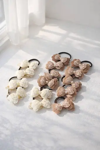 Набір текстильних гумок для волосся з м'якими бантиками 20 гумок - фото 1