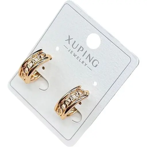 Сережки напівкільця Xuping з плетеним візерунком гіпоалергенне медичне золото - фото 1