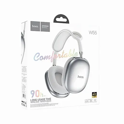 Bluetooth гарнитура Hoco W55, накладная, беспроводная, с микрофоном, белый цвет - фото 3