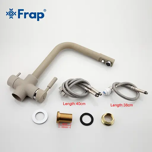 F4352-20 (H52) Змішувач для кухні однорич. Г-под.гусак під фільтр латунь гайка Ø35 беж Frap 1/10 - фото 5