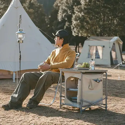 Раскладной туристический стол с полками Naturehike CNH22JU031 (Бежевый) - фото 2