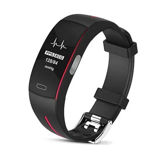 Розумний фітнес-браслет Jiks Fit з тонометром та виміром ЕКГ (Чорно-червоний) - фото 2