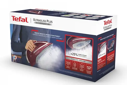 Tefal Праска Ultragliss Plus, 2800Вт, 270мл, паровий удар -260гр, постійна пара - 50гр, керам. підошва, бордовий - фото 10