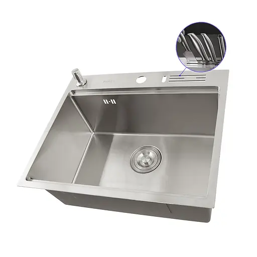 Кухонна мийка накладна з нержавіючої сталі кухонна станція Nett NS-5747, Нержавіюча сталь - фото 3