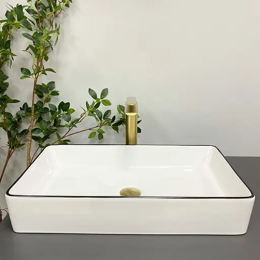 Умивальник VBI Triest white black Edge накладний VBI-012710, Білий - фото 3