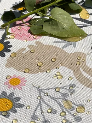 Водоотталкивающая Скатерть пасхальная Зайчики 220х140 см (+ 4 салфетки 30х40) Серый - фото 10