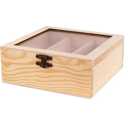Скринька дерев'яна Rosa Talent з замком та прозорим верхом 3 секції 20х20х8 см