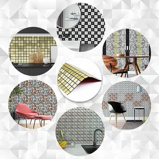 Самоклеюча алюмінієва плитка 300x300x3 мм Зелене золото мозаїка SW-00001168 - фото 5