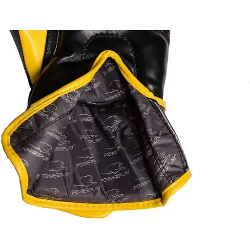 Перчатки боксерские PowerPlay PP 3018 Black/Yellow - 14 унций - фото 4
