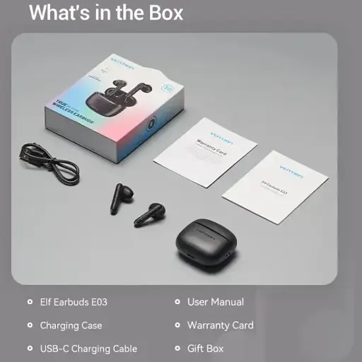 Наушники TWS Vention Elf Earbuds E03 Black - фото 2