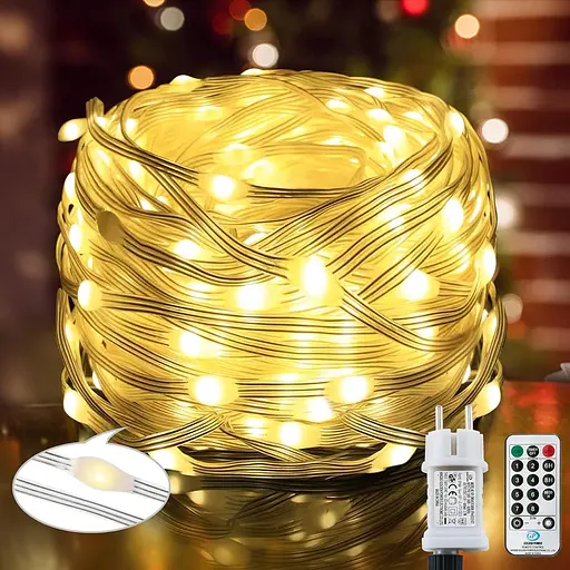 Гирлянда Lezonic 220 LED Fairy Lights Outdoor Power, 8 м/8 режимов, ПВХ Fairy Lights с дистанционным управлением