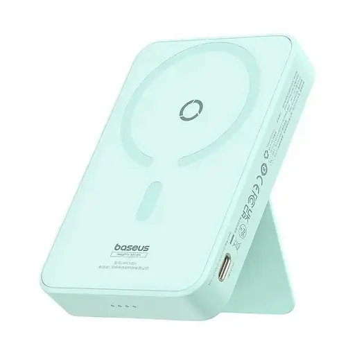 Магнитный павербанк Baseus Magnetic 5000 mAh 20 W с беспроводной зарядкой MagSafe и индикатором заряда голубой