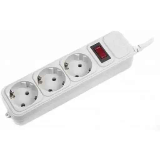 Фильтр сетевой Maxxter, 3 розетки, 1.8 м, Grey, 10А, до 2.2 кВт, выключатель, заземление, 3x0.5 мм² (SPM3-G-6G) - фото 1