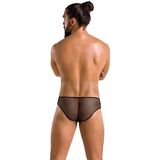 Мужские трусы со шнуровкой Passion 035 Slip Richard S/M Black, экокожа, сетка - фото 4