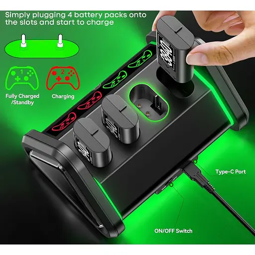 Зарядное устройство для Oivo NG-BX132X Charging Dock + 4 АКБ 3840mWh для Xbox Сонтроллеры One/Series [128698] - фото 4