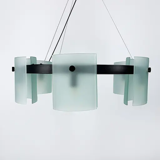 Люстра-кольцо в черном корпусе с матовыми пластинами Ø60 см Ст. D 3903/6 BK+WT | Line F - фото 2