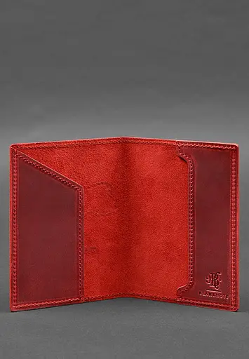 Кожаная обложка для паспорта с картой Украины коралл Crazy Horse - фото 5