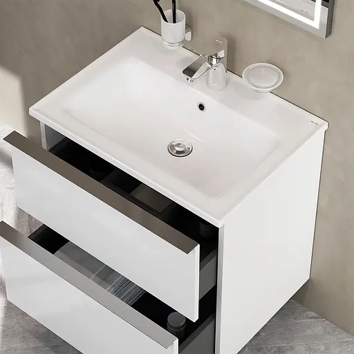 Тумба з умивальником AM.PM X-Joy S підвісна 65 см 2 ящики білий MTA-FHX0652WG-WCC0652WG Білий - фото 8