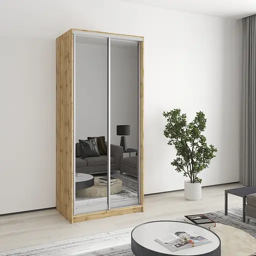 Шафа-купе дводверна MebelStar Уні AL 2 Дзеркала 90x45x210 см Дуб тахо (MBS-3506)