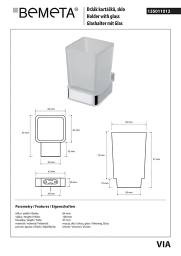Склянка з тримачем Bemeta Via 135011012 білий - фото 2