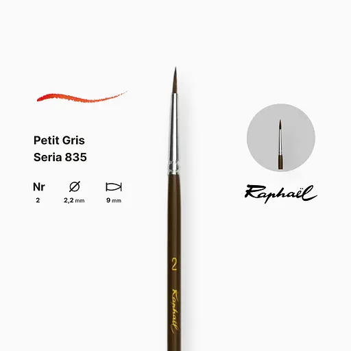 Кисть белка круглая Raphaël Petit Gris, №2 (Франция) - фото 2