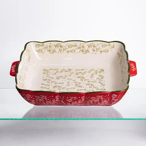 Форма для запекания Vintage 34×30×7 (см) квадратная форма для выпекания в духовке с ручками Красный Yiwu HM04-16 - фото 6