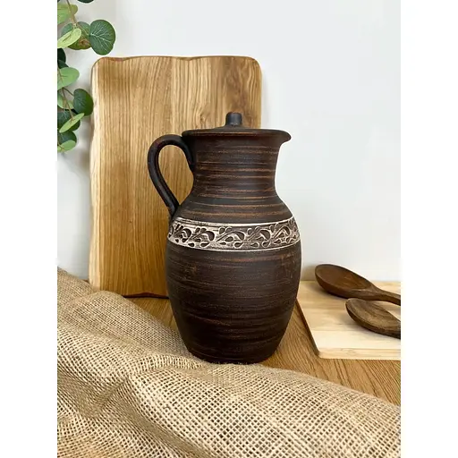 Глек 2.5 літра керамічний (глиняний) різьблений з ручкою 