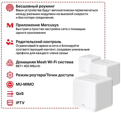 MESH-система Mercusys mesh Halo H30G AC1200 3Pcs White 802.11ac (Halo-H30G-3-pack) - фото 7