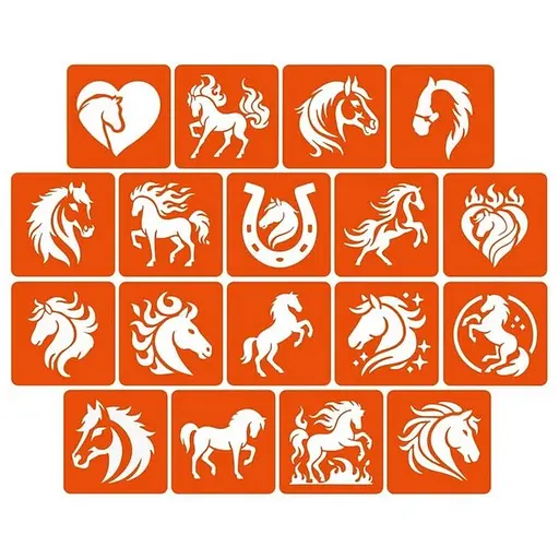 Набор трафаретов для био-тату "Лошади" Fresh Tattoo horses_5x5_18_1, 5х5 см - фото 1