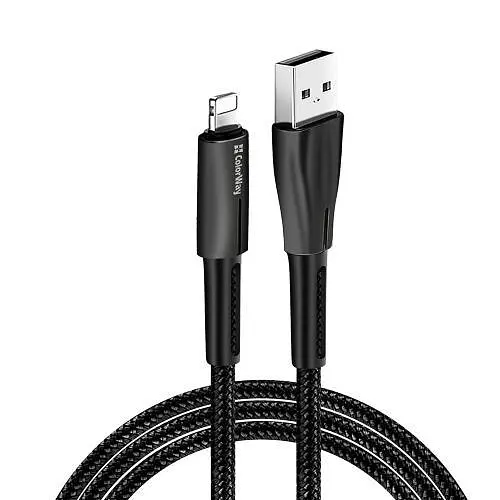 Кабель USB AM - Lightning, 1 м, чорний, ColorWay, 2.4A (CW-CBUL035-BK) - фото 1