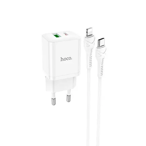 Адаптер сетевой HOCO Type-C to Lightning Cable Founder charger set N28 набор Белый - фото 2
