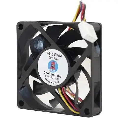 Вентилятор 70 мм Cooling Baby 7015 PWM чорний 70x70x15 мм 600-3000 об/хв до 24.3 дБ 4-pin (PWM) - фото 1
