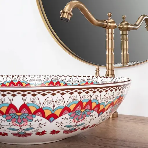 Умивальник Rea Peru накладний з візерунком REA-U6031, Цветной - фото 6