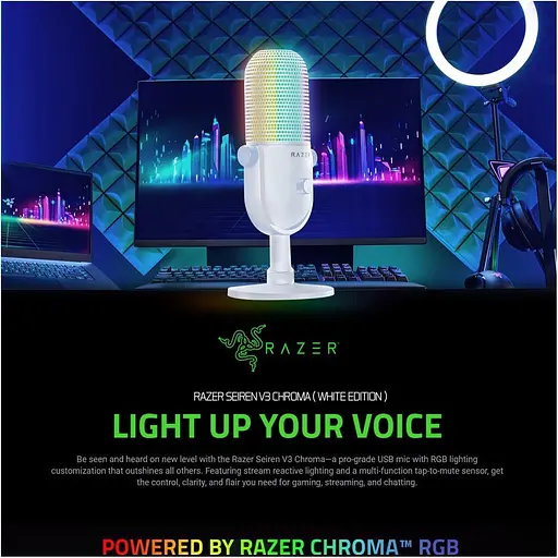 Мікрофон Razer Seiren V3 Chroma Quartz (RZ19-05060300-R3M1) - фото 7