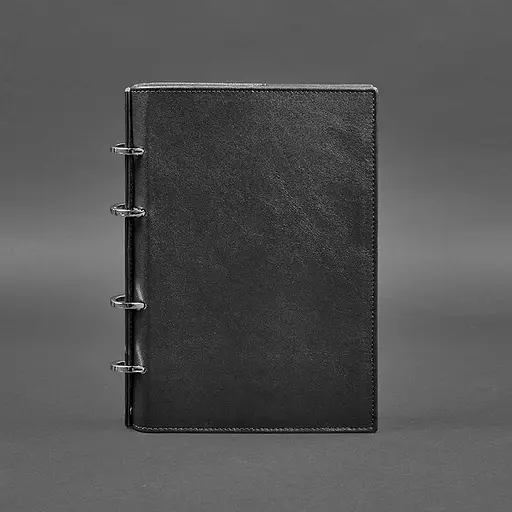 Шкіряний блокнот на кільцях (софт-бук) 9.0 з твердою чорною обкладинкою - фото 7