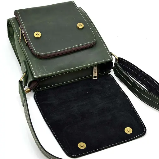 Кожаная мужская сумка через плечо TARWA 26х22х6 см sum0025769 - фото 7