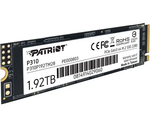 SSD накопитель PATRIOT P310 1.92T SSD NVMe PCIe Gen3x4 M.2 2280 P310P192TM28 - фото 3