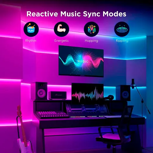 Светодиодная лента Govee H612A Strip Light S with Protective Coating RGBICW 5м (H612ACD1) [136703] - фото 5