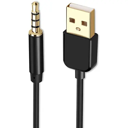 Кабель аудио USB для iPod Shuffle Jack 3.5mm M 4 pin -> USB AM, 1.0 м. черный