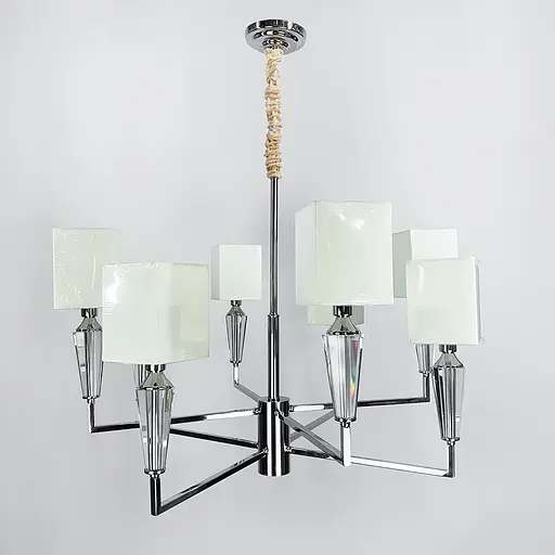 Класична хромова люстра з квадратними абажурами Line.F AT 30/8 - фото 1